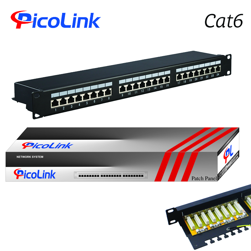 Thanh đấu nối Patch Panel 24 cổng Cat6 STP 1U PicoLink P/N: PL-S1U24 -C6